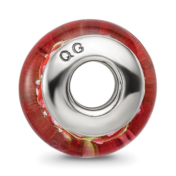 Sterling Silver Reflections Pink/Red Hand-blown Glass Bead