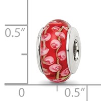 Sterling Silver Reflections Pink Red Hand-blown Glass Bead view 5