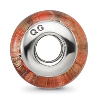 Sterling Silver Reflections Orange Hand-blown Glass Bead view 2