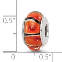 Sterling Silver Reflections Orange Hand-blown Glass Bead view 5