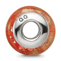Sterling Silver Reflections Orange Hand-blown Glass Bead view 2