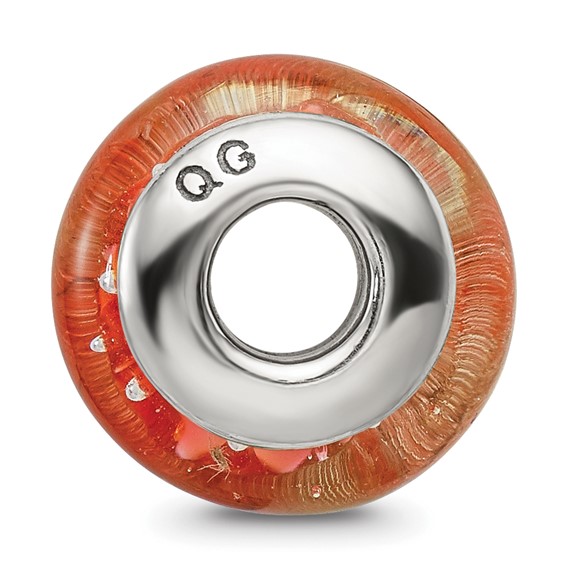 Sterling Silver Reflections Orange Hand-blown Glass Bead
