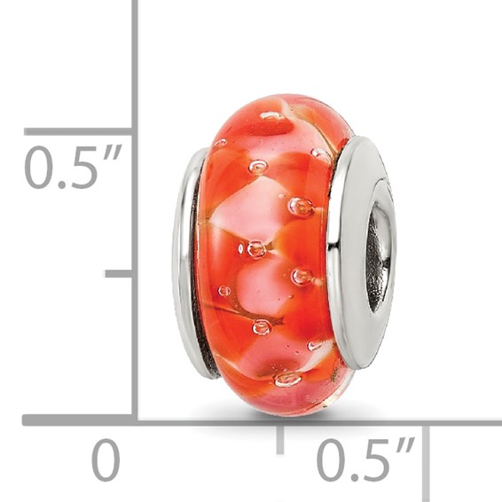 Sterling Silver Reflections Orange Hand-blown Glass Bead