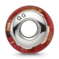 Sterling Silver Reflections Red Floral Hand-blown Glass Bead view 2