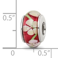 Sterling Silver Reflections Red Floral Hand-blown Glass Bead view 5