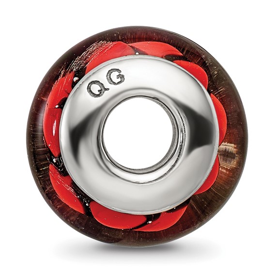 Sterling Silver Reflections Red/Black Hand-blown Glass Bead