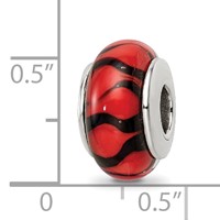 Sterling Silver Reflections Red Black Hand-blown Glass Bead view 5