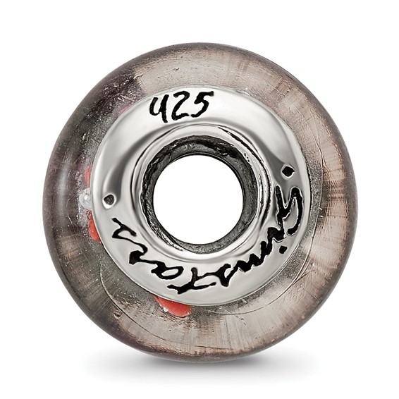 Sterling Silver Reflections Red/Black Hand-blown Glass Bead