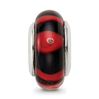 Sterling Silver Reflections Red Black Hand-blown Glass Bead view 3