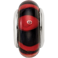 Sterling Silver Reflections Red Black Hand-blown Glass Bead view 4