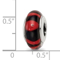 Sterling Silver Reflections Red Black Hand-blown Glass Bead view 5