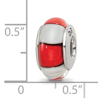 Sterling Silver Reflections Red White Hand-blown Glass Bead view 5