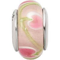 Sterling Silver Reflections Pink Green Hand-blown Glass Bead view 4