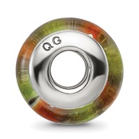 Sterling Silver Reflections Orange,Red Lt Green Glass Bead view 2
