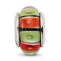 Sterling Silver Reflections Orange,Red Lt Green Glass Bead view 3
