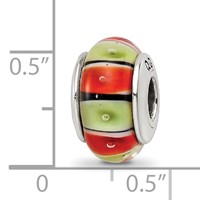 Sterling Silver Reflections Orange,Red Lt Green Glass Bead view 5