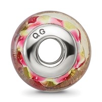 Sterling Silver Reflections Pink Yellow Hand-blown Glass Bead view 2