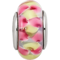 Sterling Silver Reflections Pink Yellow Hand-blown Glass Bead view 4