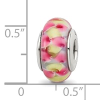 Sterling Silver Reflections Pink Yellow Hand-blown Glass Bead view 5