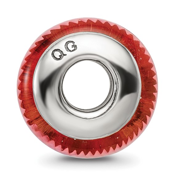 Sterling Silver Reflections Red Hand-blown Glass Bead