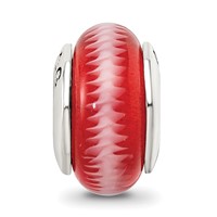 Sterling Silver Reflections Red Hand-blown Glass Bead view 3