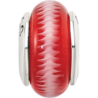 Sterling Silver Reflections Red Hand-blown Glass Bead view 4