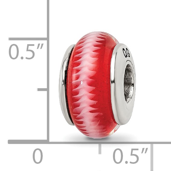 Sterling Silver Reflections Red Hand-blown Glass Bead