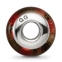 Sterling Silver Reflections Red Black Hand-blown Glass Bead view 2