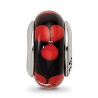 Sterling Silver Reflections Red Black Hand-blown Glass Bead view 3