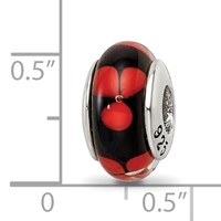 Sterling Silver Reflections Red Black Hand-blown Glass Bead view 5