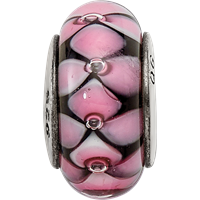 Sterling Silver Reflections Black Pink Hand-blown Glass Bead view 4