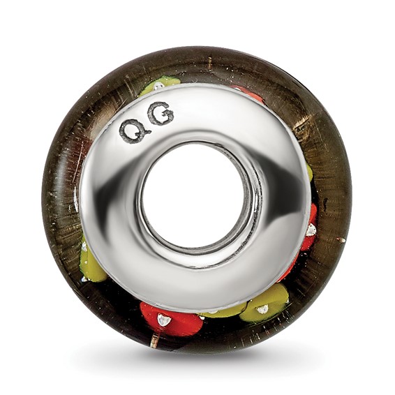 Sterling Silver Reflections Red/Black Hand-blown Glass Bead