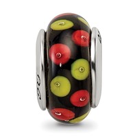 Sterling Silver Reflections Red Black Hand-blown Glass Bead view 3