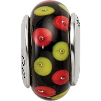 Sterling Silver Reflections Red Black Hand-blown Glass Bead view 4