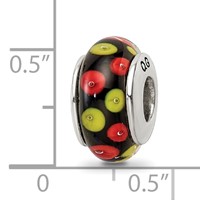 Sterling Silver Reflections Red Black Hand-blown Glass Bead view 5