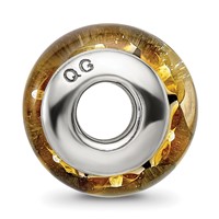 Sterling Silver Reflections Yellow Hand-blown Glass Bead view 2