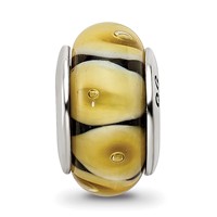 Sterling Silver Reflections Yellow Hand-blown Glass Bead view 3