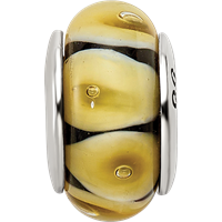 Sterling Silver Reflections Yellow Hand-blown Glass Bead view 4