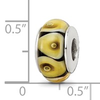 Sterling Silver Reflections Yellow Hand-blown Glass Bead view 5