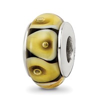 Sterling Silver Reflections Yellow Hand-blown Glass Bead view 1