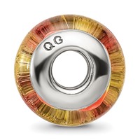 Sterling Silver Reflections Yellow Orange Hand-blown Glass Bead view 2