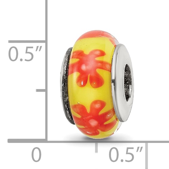 Sterling Silver Reflections Yellow/Orange Hand-blown Glass Bead