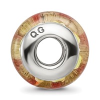 Sterling Silver Reflections Yellow Floral Hand-blown Glass Bead view 2