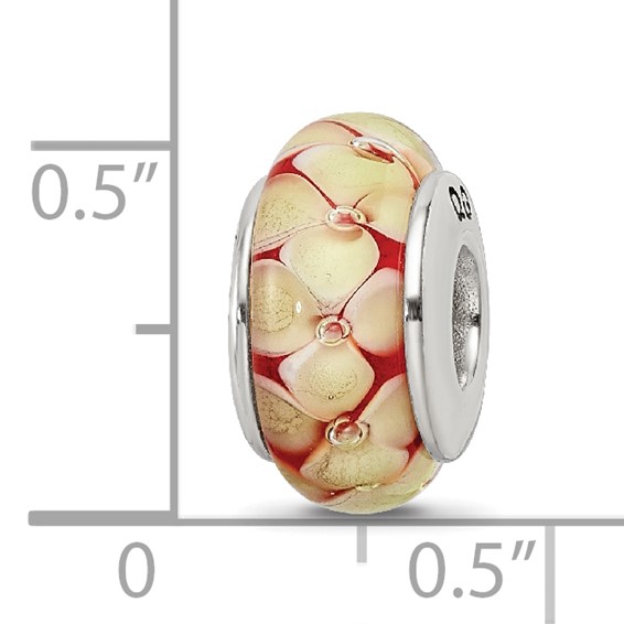 Sterling Silver Reflections Yellow Floral Hand-blown Glass Bead
