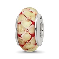 Sterling Silver Reflections Yellow Floral Hand-blown Glass Bead view 1