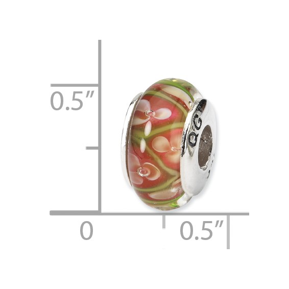 Sterling Silver Reflections Yellow Floral Hand-blown Glass Bead