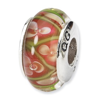 Sterling Silver Reflections Yellow Floral Hand-blown Glass Bead