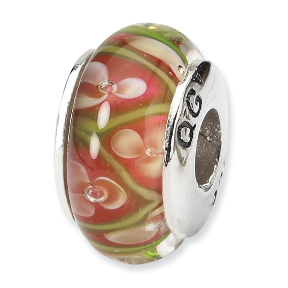 Sterling Silver Reflections Yellow Floral Hand-blown Glass Bead
