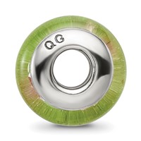 Sterling Silver Reflections Green Pink Hand-blown Glass Bead view 2