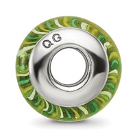 Sterling Silver Reflections Green Hand-blown Glass Bead view 2